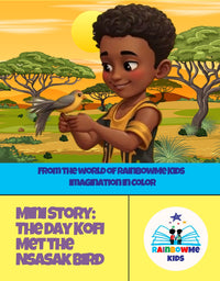 Printable kids activity pack featuring Kofi Amero and the Nsasak Bird – African folktale coloring pages and hero worksheets
